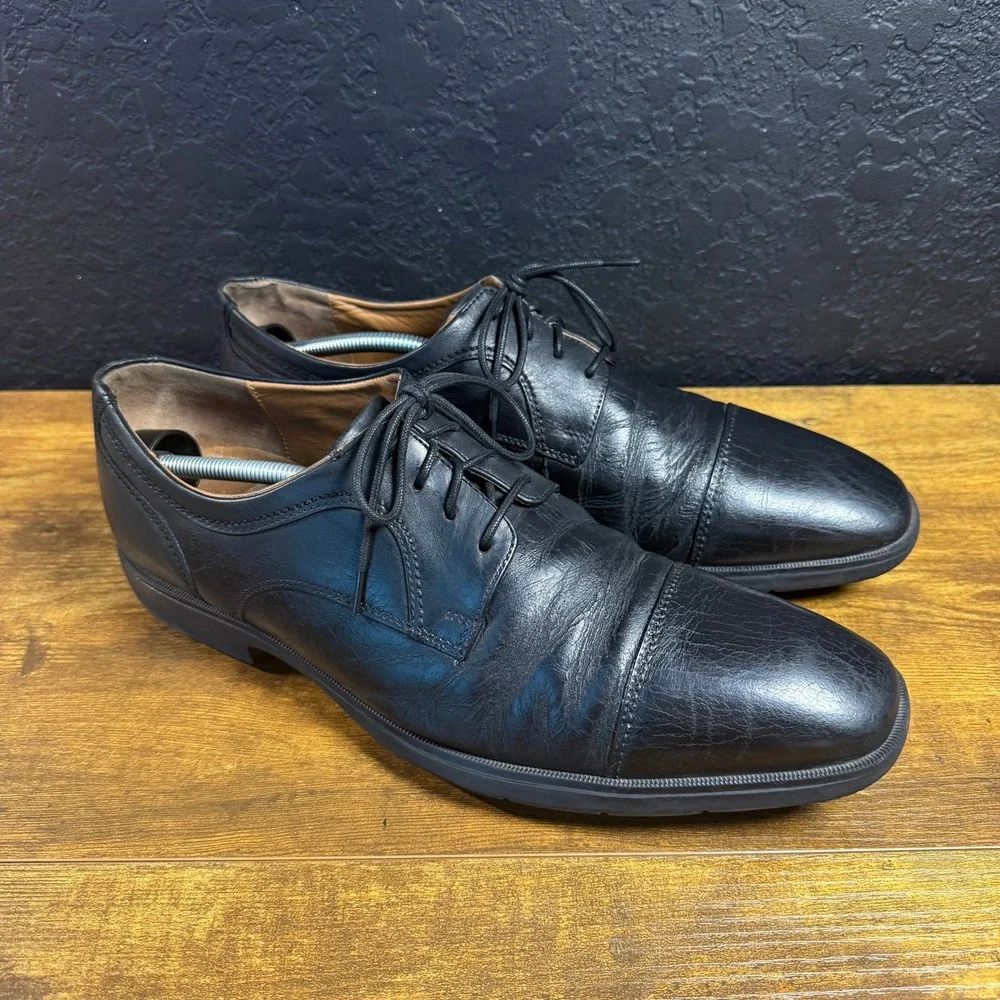 Johnston & Murphy 59-2255 Black Leather Cap Toe Oxford Mens Size 12M